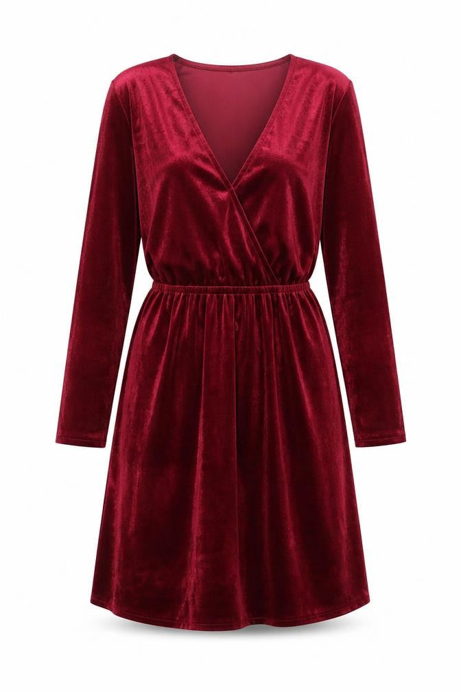 H&M Womens Red Polyester Fit & Flare Size 4 V-Neck Pullover