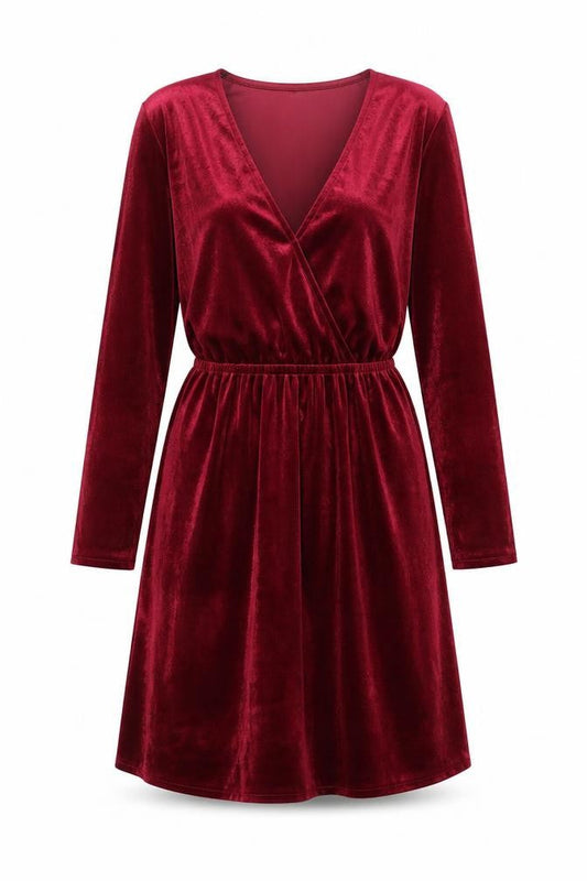 H&M Womens Red Polyester Fit & Flare Size 4 V-Neck Pullover