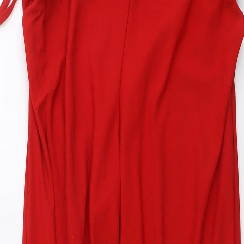 Boohoo Womens Red Polyester Cropped Trousers Size 14 L24 in Regular