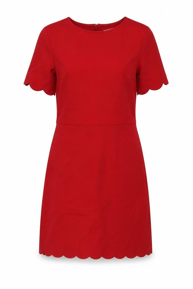 Warehouse Womens Red Viscose A-Line Size 10 Round Neck Zip