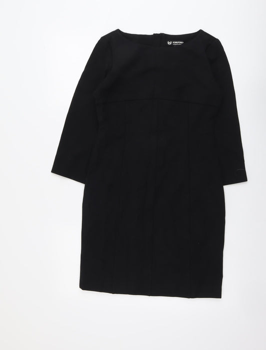 Komufond Womens Black Polyester A-Line Size M Round Neck Zip