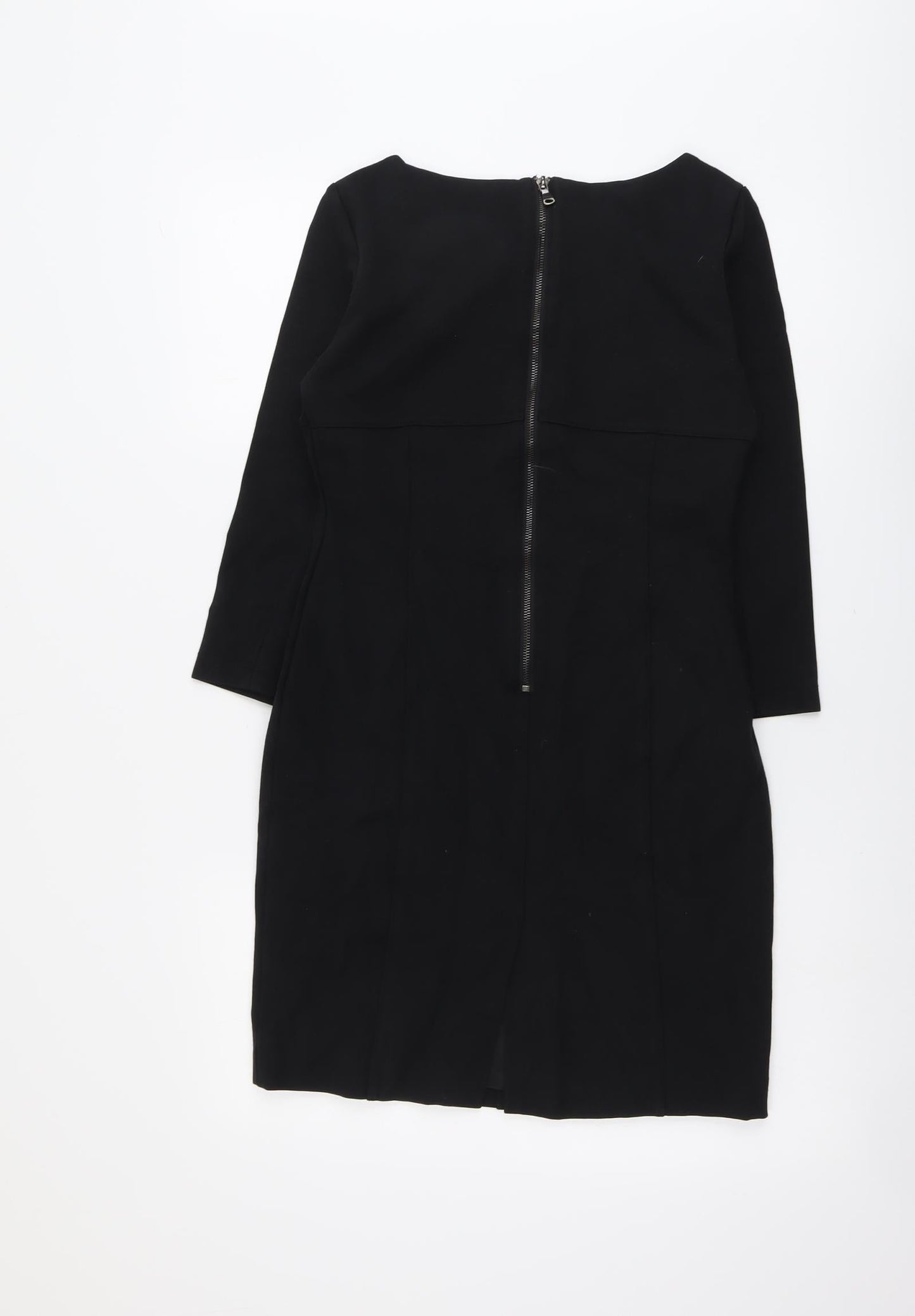 Komufond Womens Black Polyester A-Line Size M Round Neck Zip
