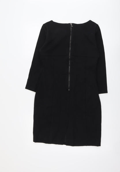 Komufond Womens Black Polyester A-Line Size M Round Neck Zip