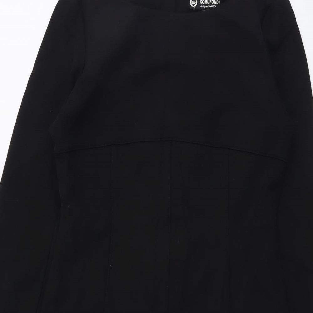 Komufond Womens Black Polyester A-Line Size M Round Neck Zip