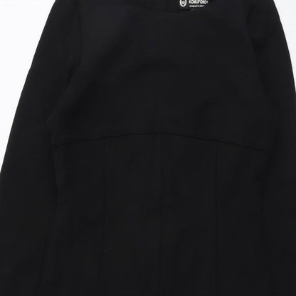 Komufond Womens Black Polyester A-Line Size M Round Neck Zip