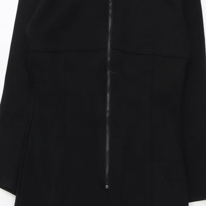 Komufond Womens Black Polyester A-Line Size M Round Neck Zip