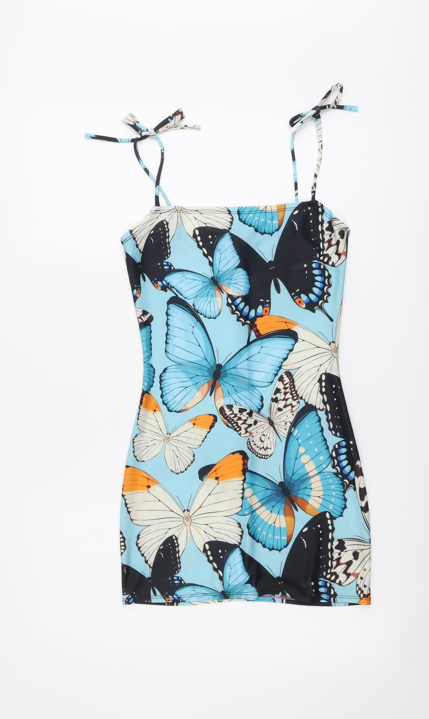 Mcewan Womens Multicoloured Geometric Polyester Bodycon Size XS Square Neck Pullover - Butterfly Pattern