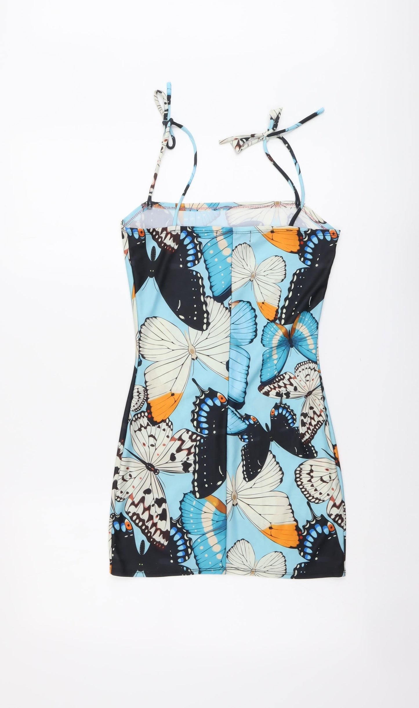 Mcewan Womens Multicoloured Geometric Polyester Bodycon Size XS Square Neck Pullover - Butterfly Pattern
