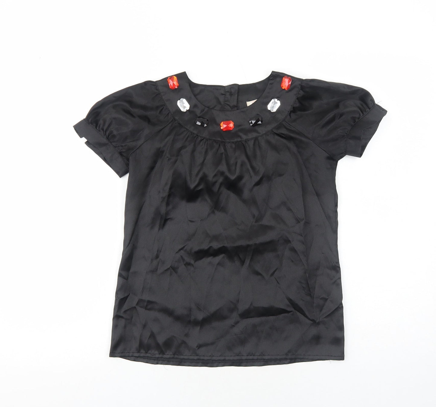 CQ Womens Black Polyester Basic T-Shirt Size S Scoop Neck
