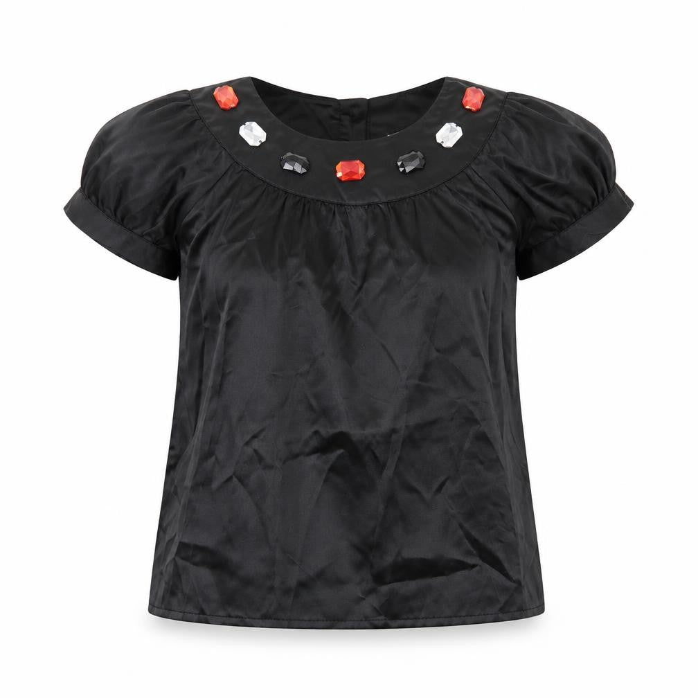 CQ Womens Black Polyester Basic T-Shirt Size S Scoop Neck