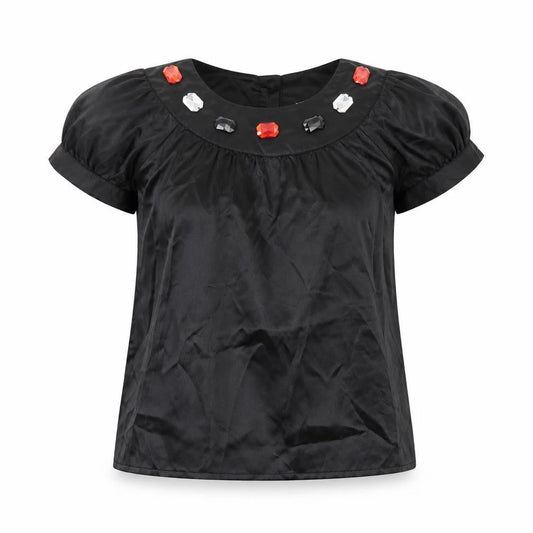 CQ Womens Black Polyester Basic T-Shirt Size S Scoop Neck