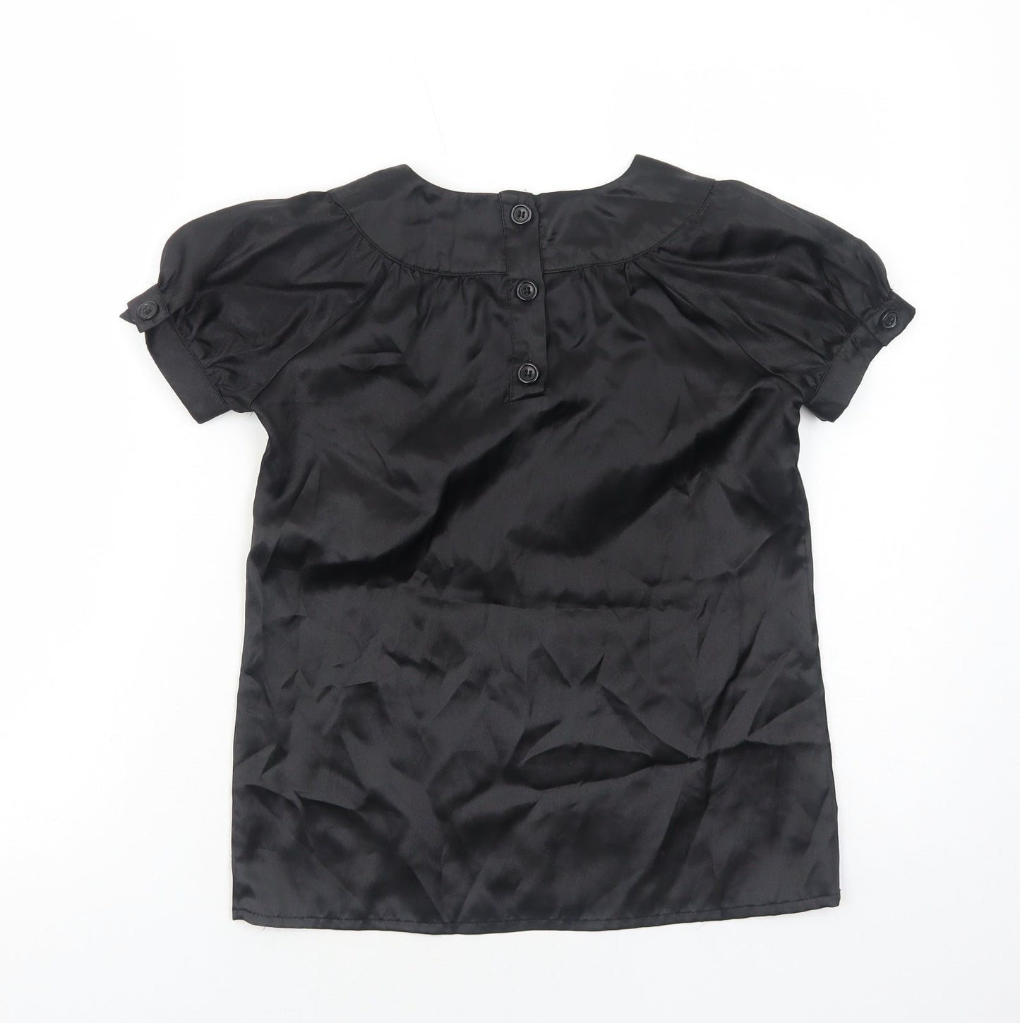 CQ Womens Black Polyester Basic T-Shirt Size S Scoop Neck