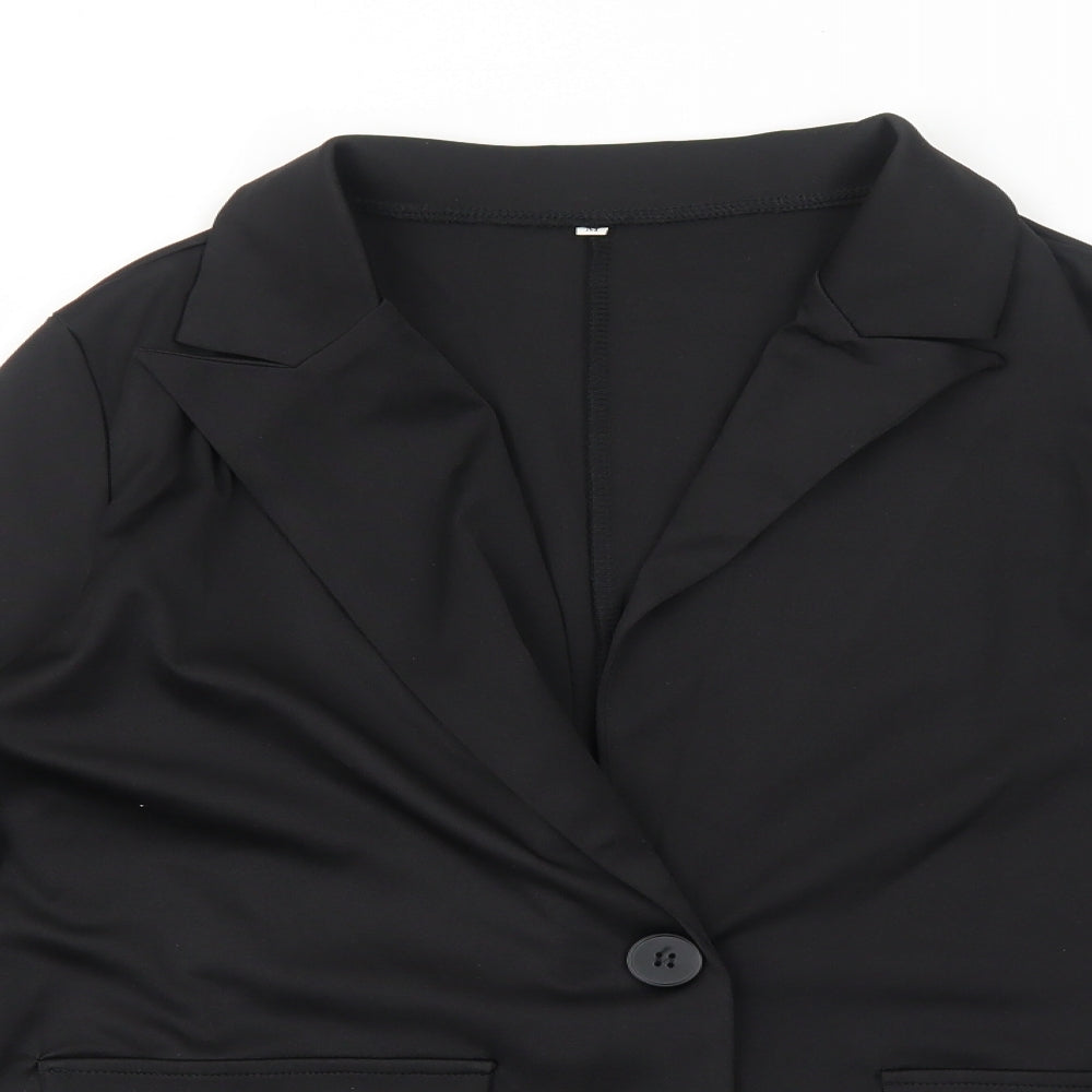 Preworn Womens Black Jacket Blazer Size M Button