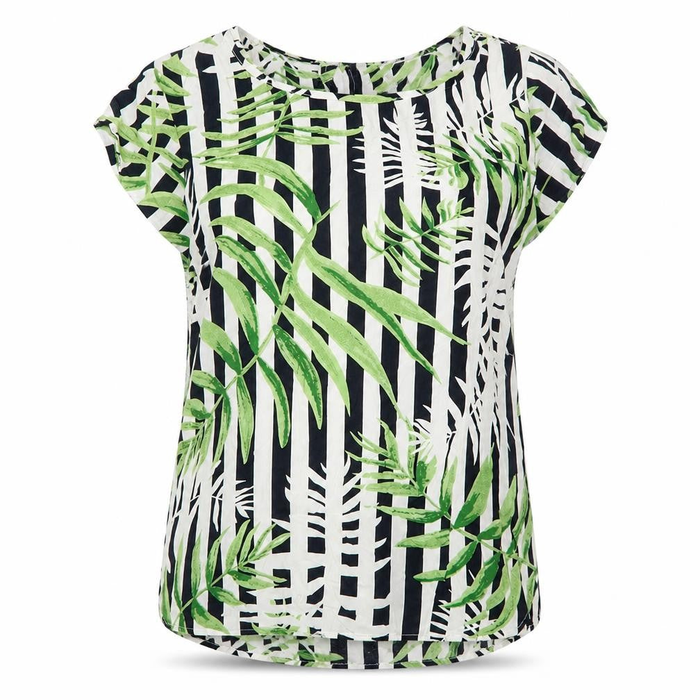 Only Womens White Geometric Viscose Basic Blouse Size 10 Scoop Neck