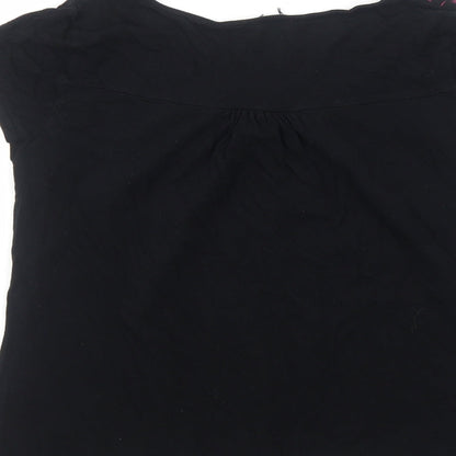 Preworn Womens Black Geometric Polyester Basic T-Shirt Size S Scoop Neck