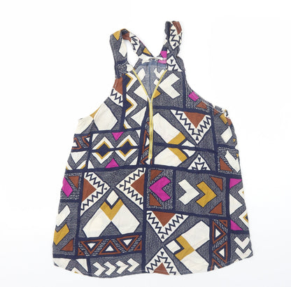 Promod Womens Blue Geometric Viscose Basic Tank Size M V-Neck