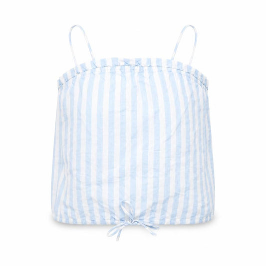 New Look Womens Blue Striped Cotton Cropped Tank Size 8 Square Neck