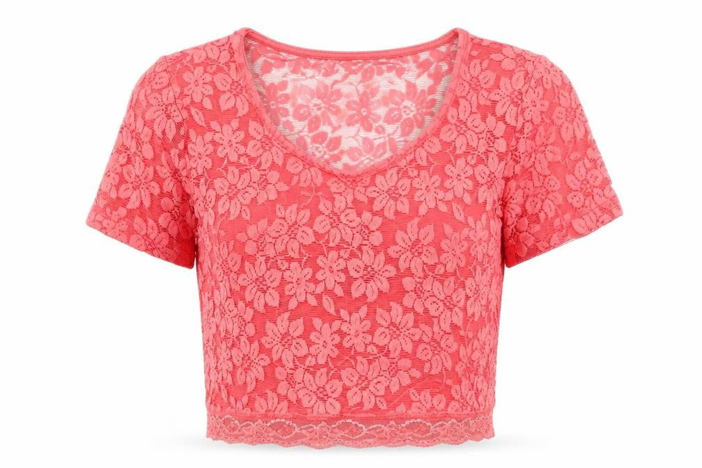 Topshop Womens Orange Polyester Basic T-Shirt Size 8 Round Neck