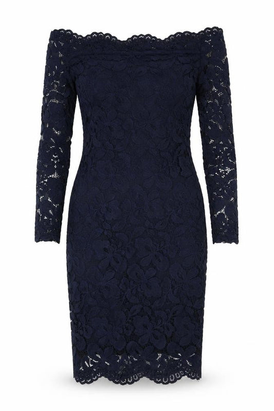 Divided by H&M Womens Blue Polyamide Pencil Dress Size 10 Off the Shoulder Pullover