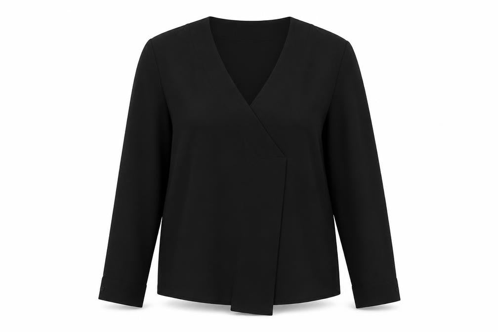 Sparkle & Fade Womens Black Polyester Basic Blouse Size S V-Neck