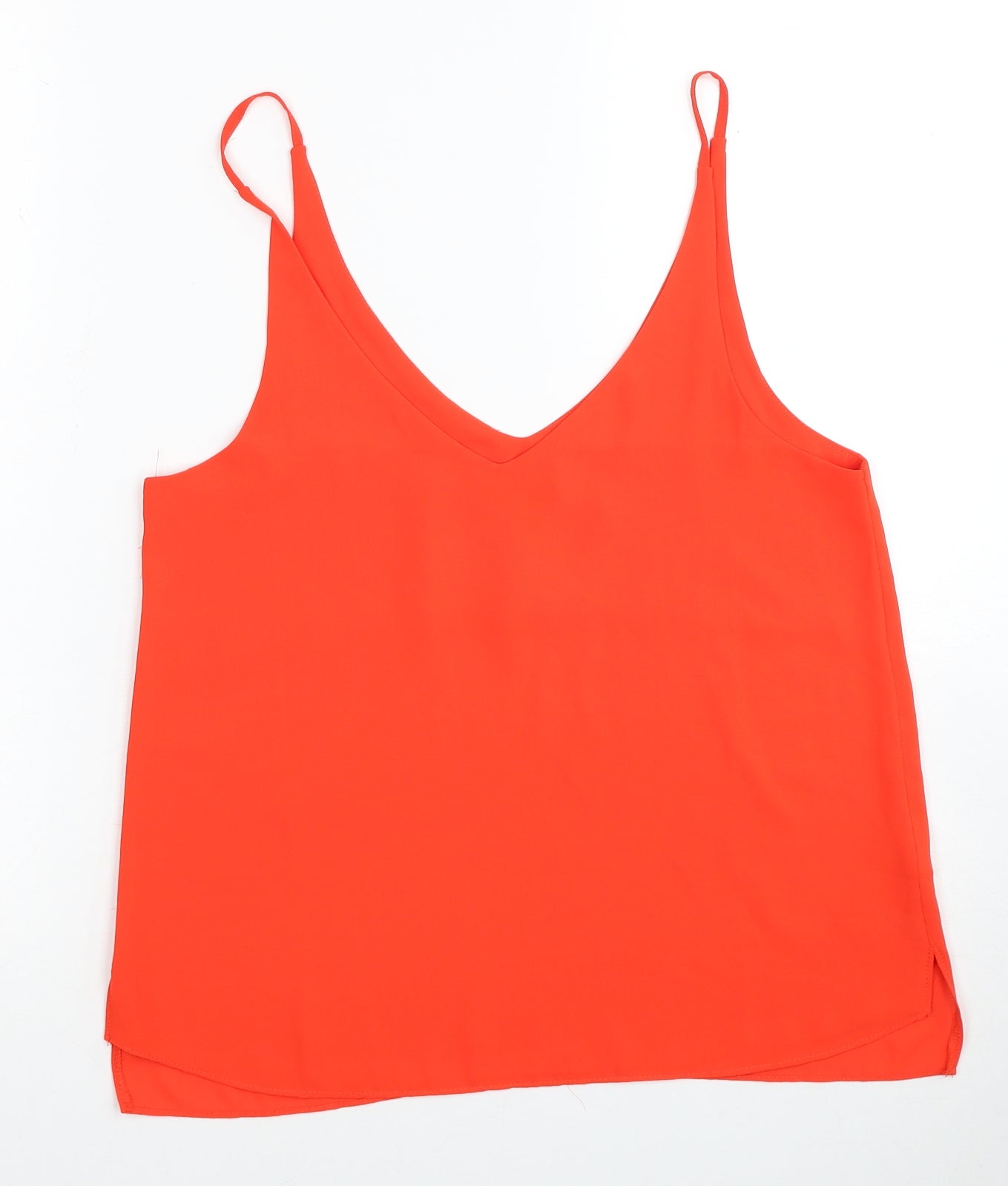 Topshop Womens Red Polyester Basic Tank Size 10 V-Neck