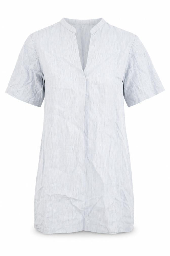 Marvin Browne Womens Blue Striped Linen A-Line Size S V-Neck Pullover