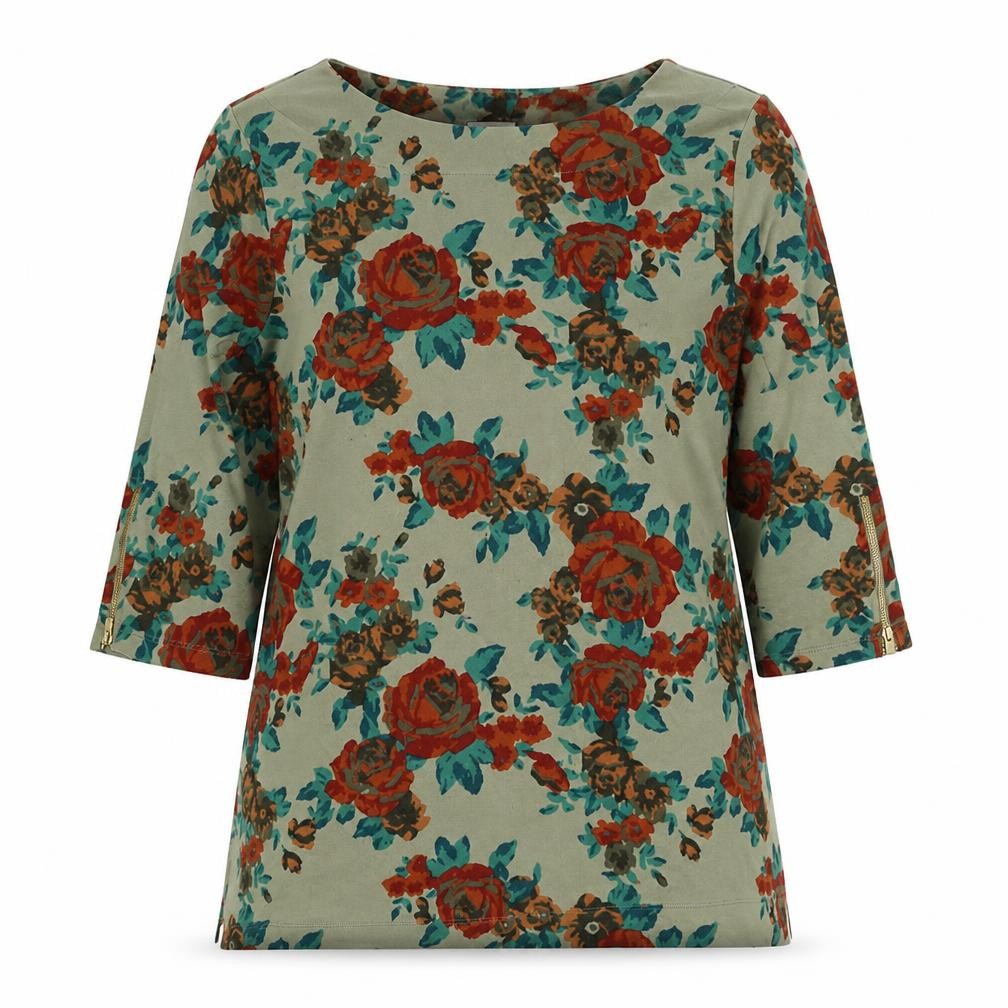 D&Co. Womens Multicoloured Boat Neck Floral Polyester Pullover Jumper Size XL
