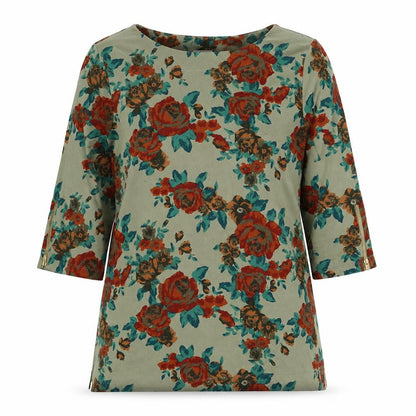 D&Co. Womens Multicoloured Boat Neck Floral Polyester Pullover Jumper Size XL