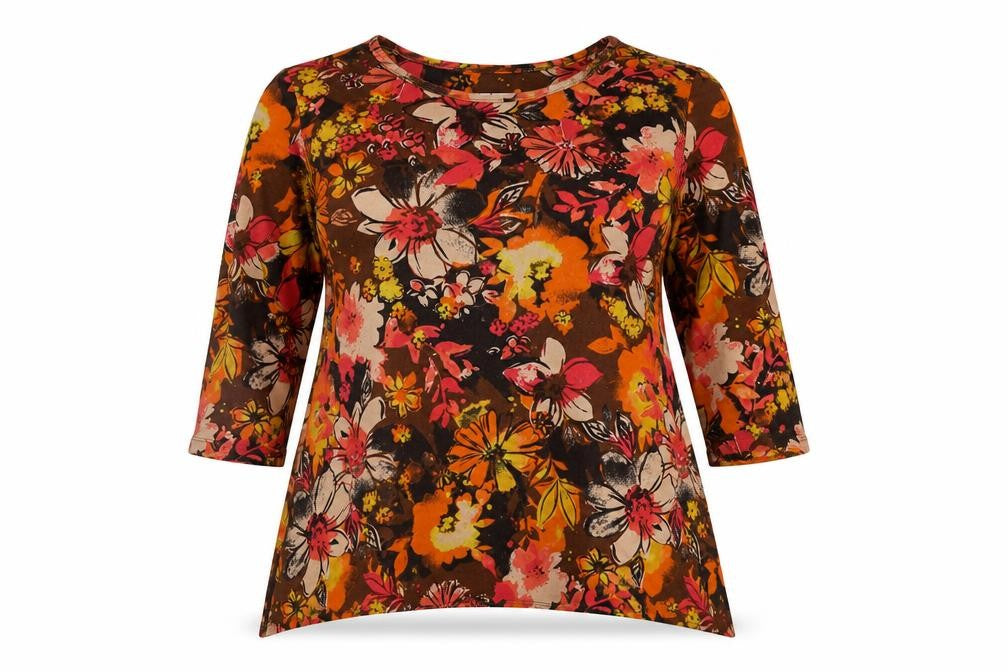 D&Co. Womens Multicoloured Boat Neck Floral Polyester Pullover Jumper Size XL