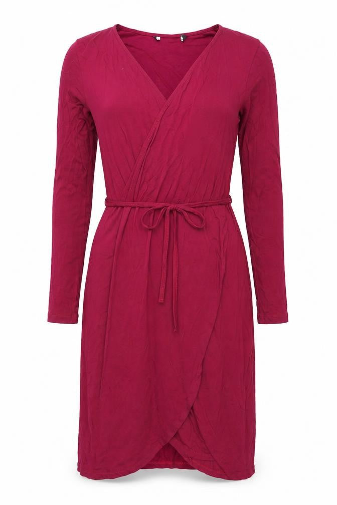 F&F Womens Red Viscose A-Line Size 8 V-Neck Pullover