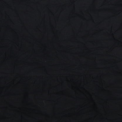 Marks & Spencer Womens Black Linen Basic Blouse Size 8 V-Neck