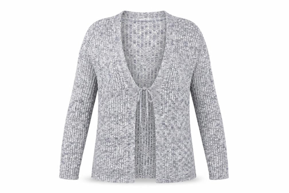 Papaya Womens Grey V-Neck Viscose Cardigan Jumper Size 12 - Tie Front