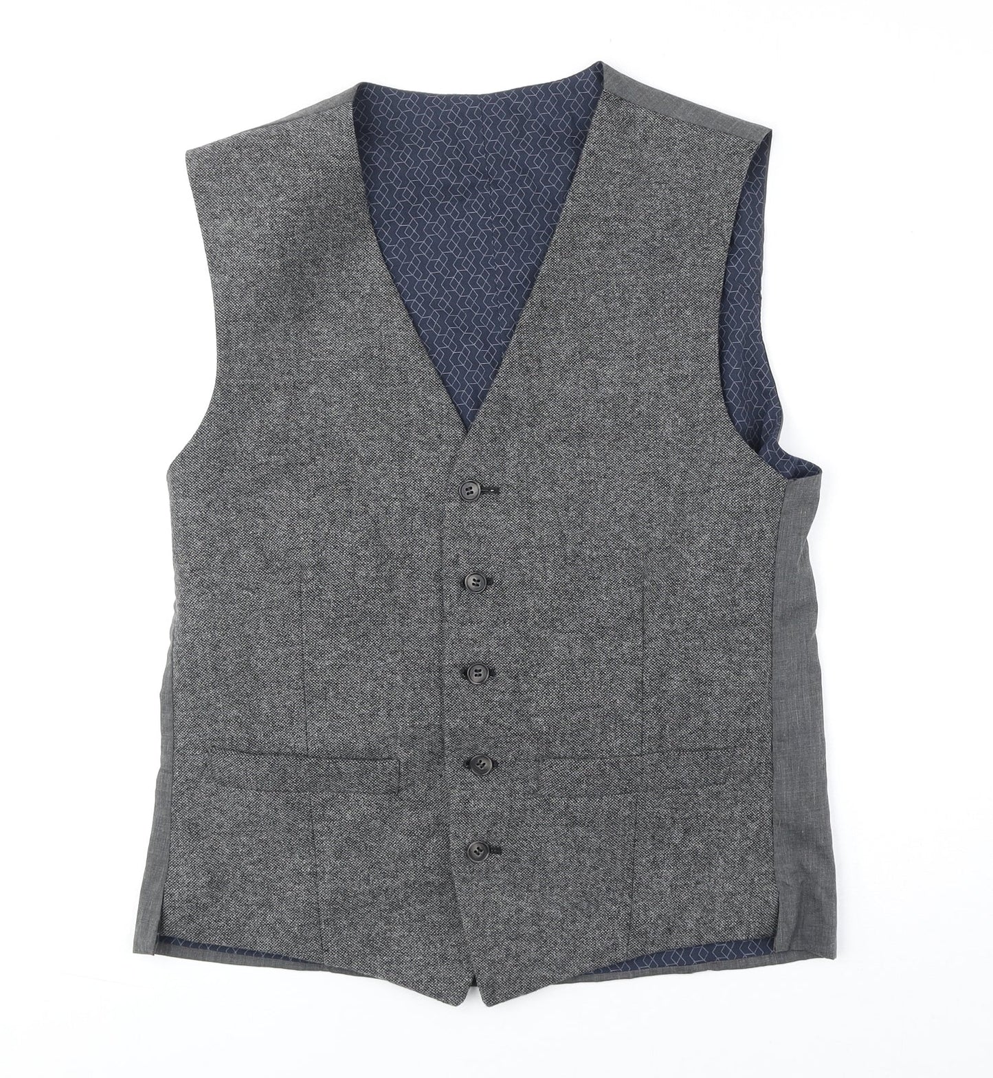 Limehaus Mens Grey Polyester Jacket Suit Waistcoat One Size Regular