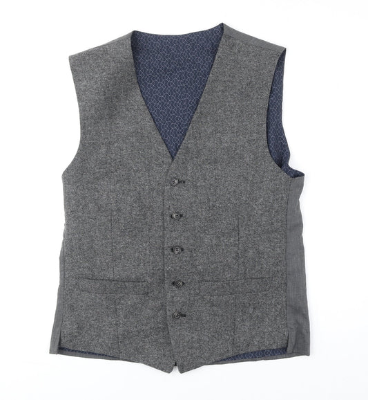 Limehaus Mens Grey Polyester Jacket Suit Waistcoat One Size Regular