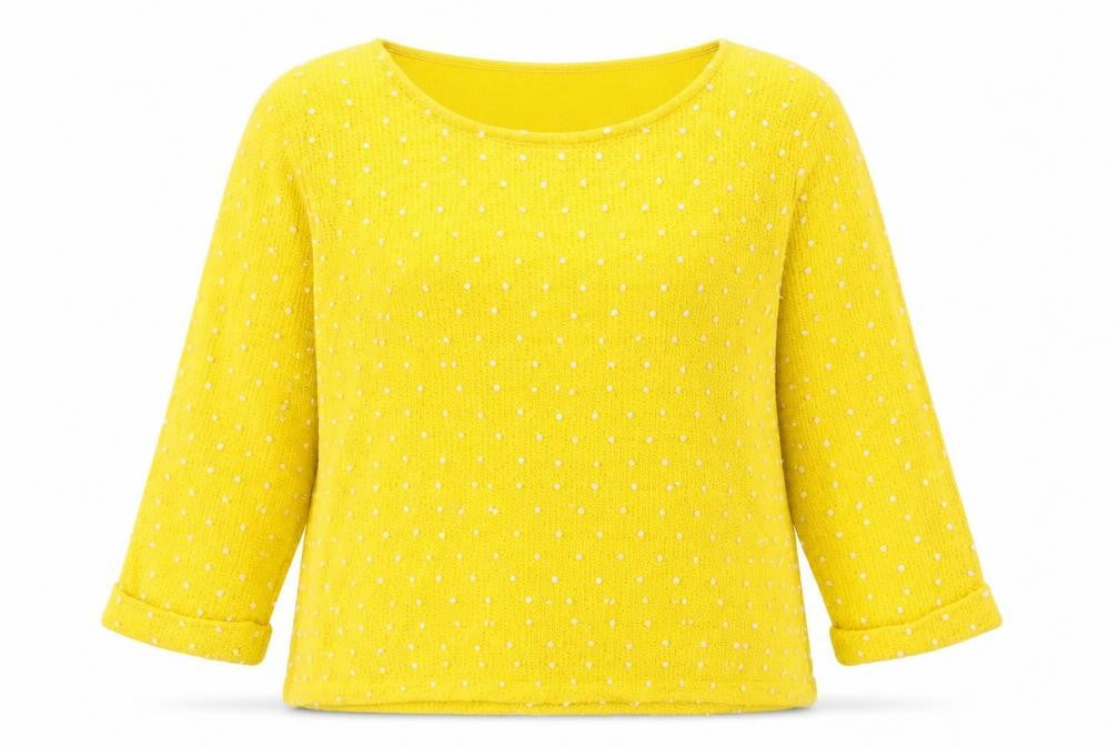 Izabel Womens Yellow Round Neck Geometric Acrylic Pullover Jumper Size 14