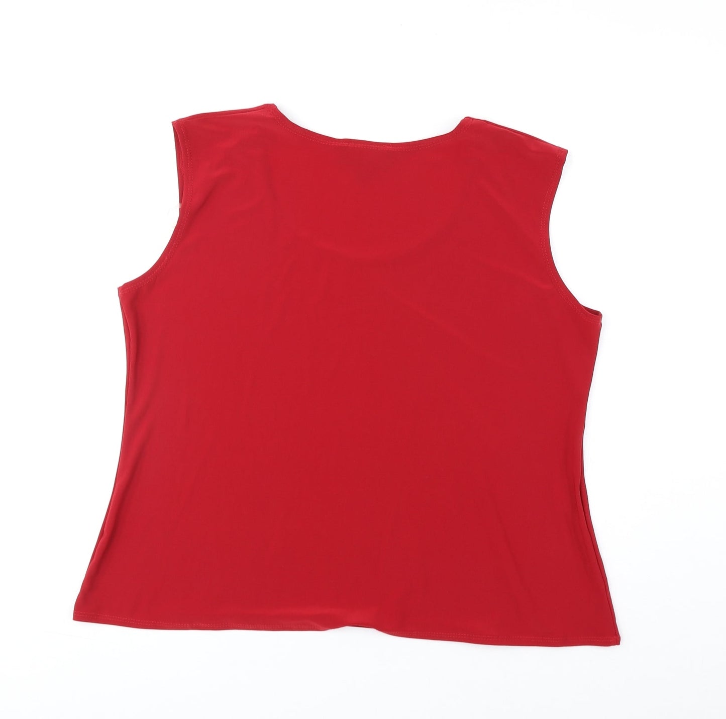 Saloos Womens Red Polyester Basic Tank Size 16 Round Neck