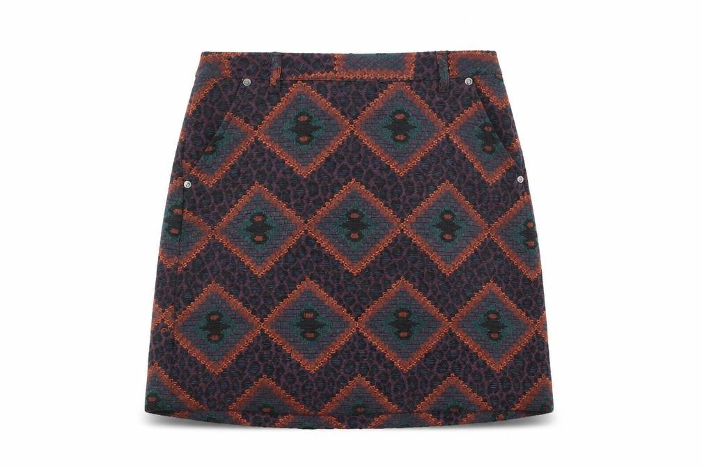 Indigo Womens Multicoloured Geometric Polyester A-Line Skirt Size 8 Zip