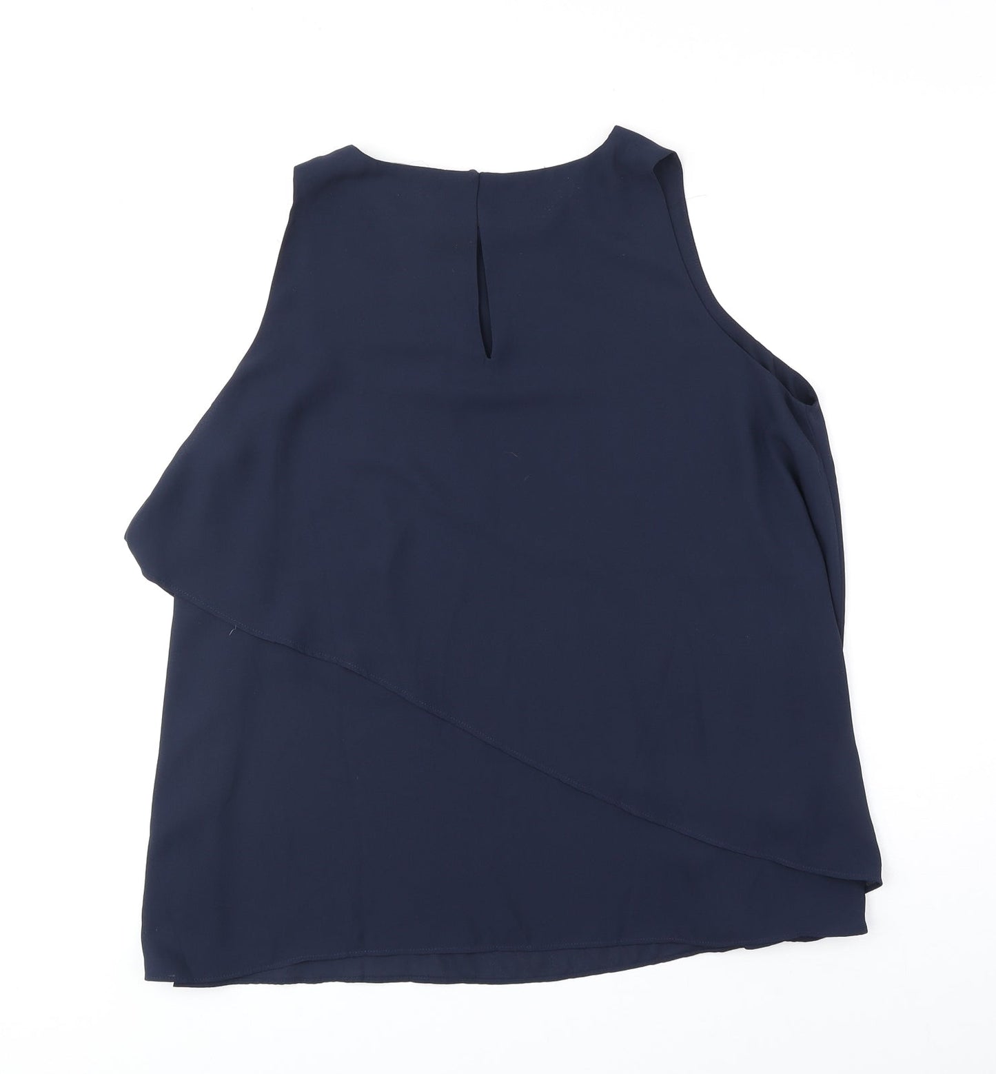 Mango Womens Blue Polyester Basic Tank Size M Round Neck