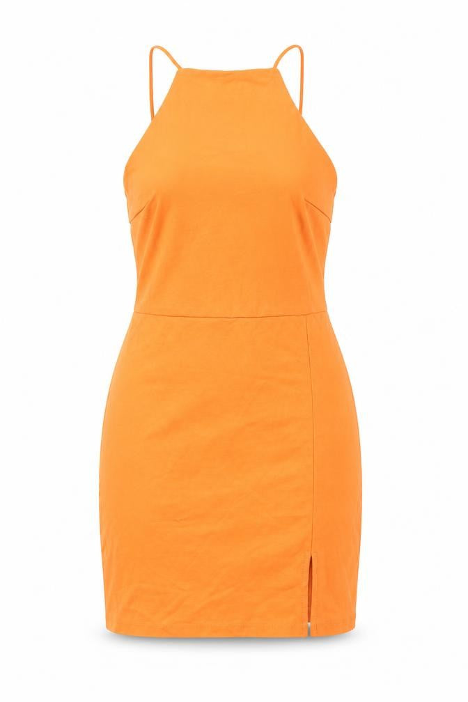 Stradivarius Womens Orange Polyester Bodycon Size M Square Neck Pullover