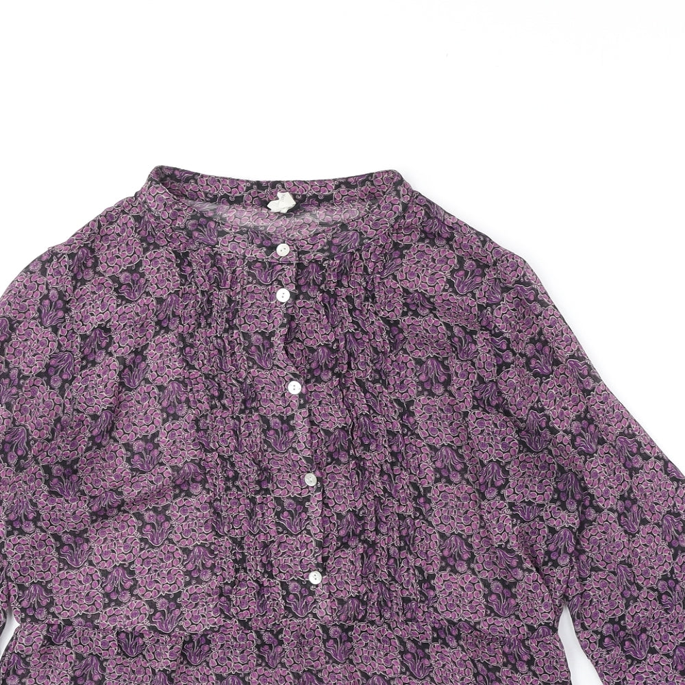 NEXT Womens Purple Geometric Viscose Basic Blouse Size 10 Round Neck