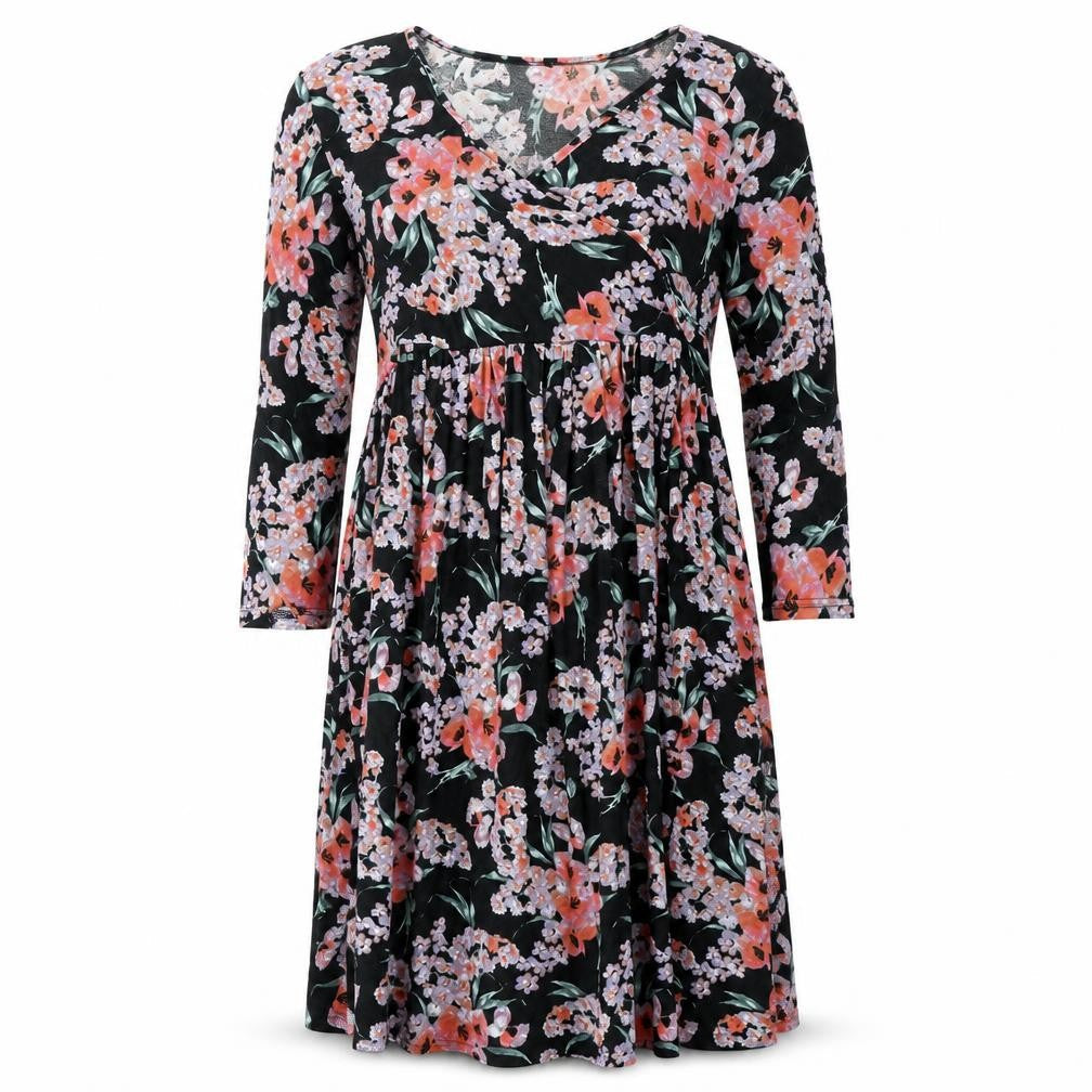 ASOS Womens Black Floral Polyester Trapeze & Swing Size 10 V-Neck Pullover