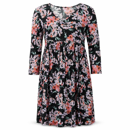 ASOS Womens Black Floral Polyester Trapeze & Swing Size 10 V-Neck Pullover