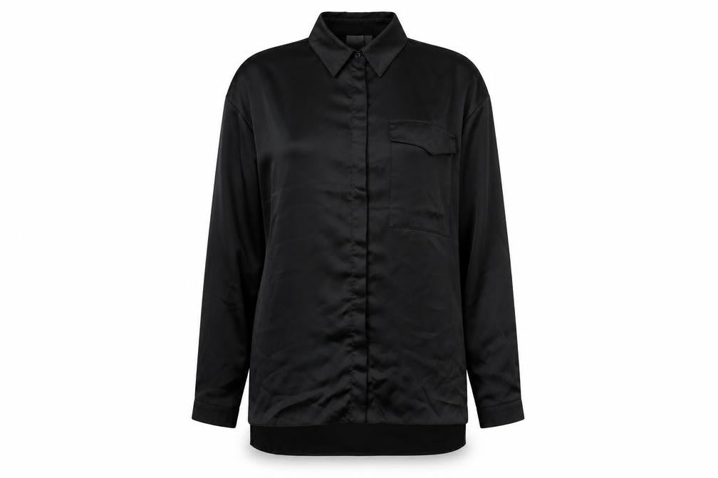 ASOS Womens Black Polyester Basic Button-Up Size 10 Collared