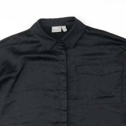 ASOS Womens Black Polyester Basic Button-Up Size 10 Collared