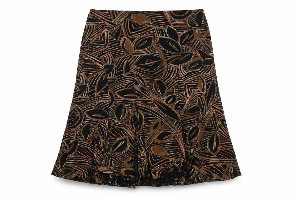 Country Casuals Womens Brown Geometric Polyester Swing Skirt Size XL