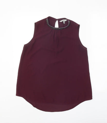 Coast Womens Red Polyester Basic Tank Size 8 Round Neck