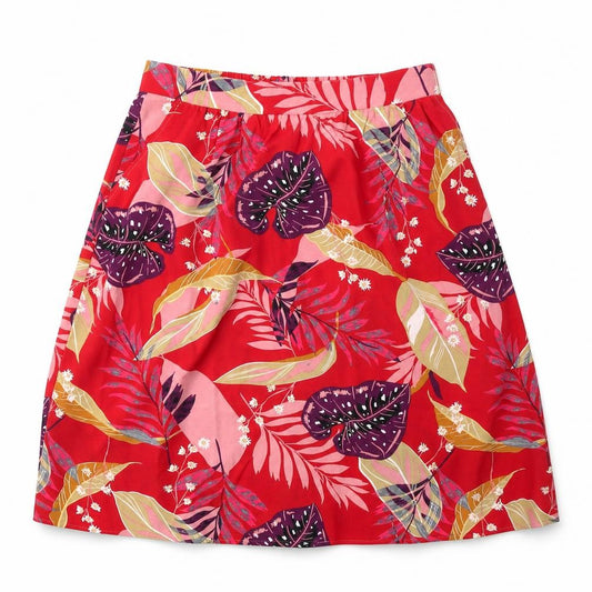 JUST ELEGANCE Womens Red Floral Polyester A-Line Skirt Size M