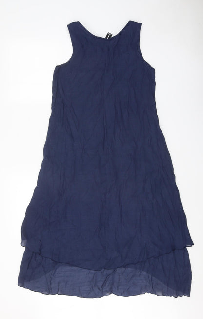 Izabel Womens Blue Polyester A-Line Size 8 Scoop Neck Pullover