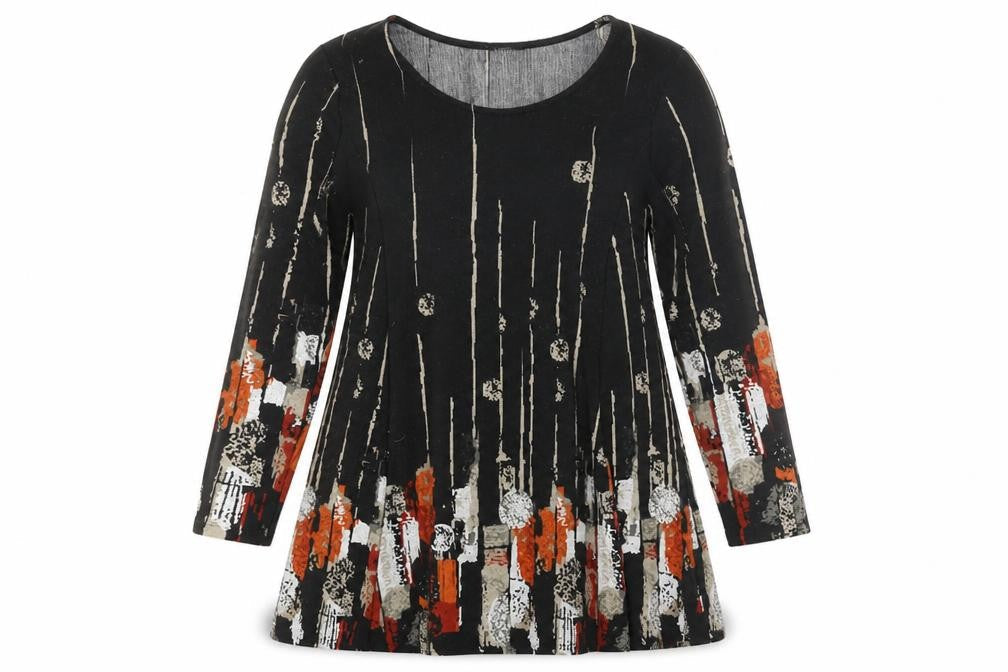 Klass Womens Black Geometric Polyester Shift Size M Scoop Neck Pullover