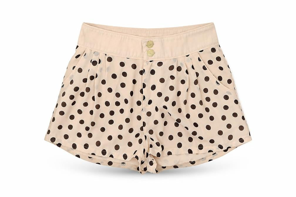 Divided Womens Beige Polka Dot Polyester Basic Shorts Size 6 Regular Zip